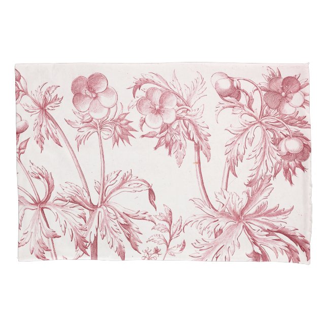 Rosa Vintage botanische Kunst Kissenbezug (Vorderseite)