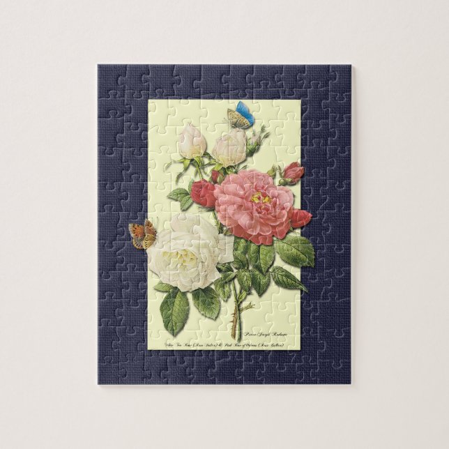 Rosa Vintage botanische Rose Puzzle (Vertikal)