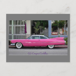 Rosa Vintage Cadillac Postkarte