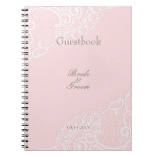 Rosa Vintage Chic Hochzeitsgästebuch mit eleganter Notizblock