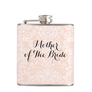 Rosa Vintage Damaskmutter der Bride Flask Flachmann