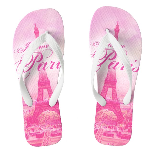 Rosa Vintage Eiffelturm Flip Flops (Fußbett)