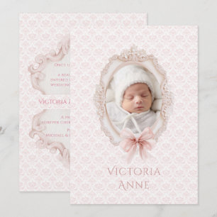Rosa Vintage Elegante Geburtsanzeige für Baby Mädc Einladung