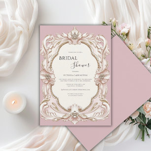 Rosa Vintage Elegante Rahmen Brautparty Einladung