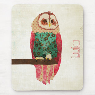 Rosa Vintage-Eulen-Mauspad Mousepad