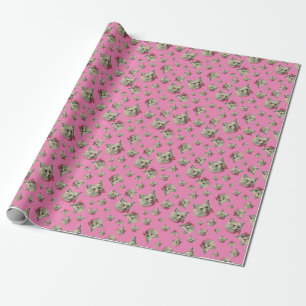 Rosa Vintage Extravagante Katze Geschenkpapier