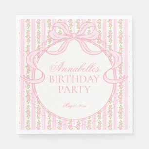 Rosa Vintage Fancy Blumen Geburtstagsfeier Dessert Serviette