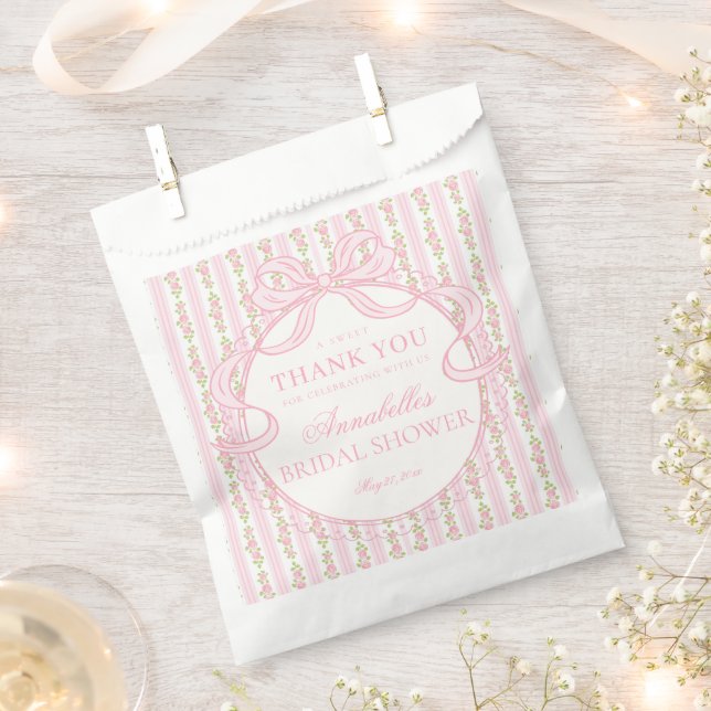 Rosa Vintage Fancy Blumen Hochzeitsdusche Dessert Geschenktütchen (Ausgeschnitten)