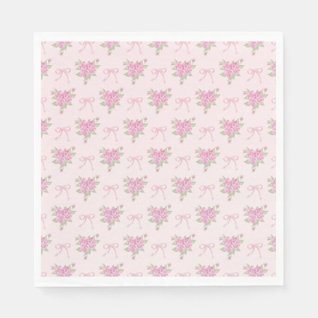 Rosa Vintage Fancy Blumige Party-Dessert Serviette (Vorderseite)