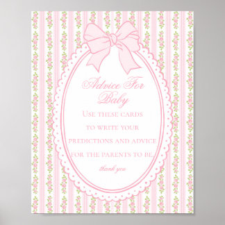 Rosa Vintage Fancy Blumige Ratschläge für Baby Sho Poster