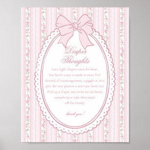 Rosa Vintage Fancy Blumige Windel Gedanken Baby Poster