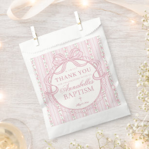 Rosa Vintage Fancy Floral Taufdessert Geschenktütchen