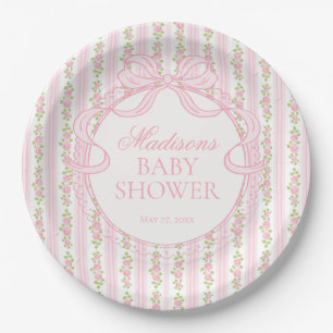Rosa Vintage Fancy Florale Babyparty Pappteller