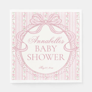 Rosa Vintage Fancy Florales Babyparty-Dessert Serviette