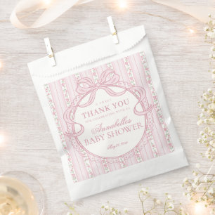 Rosa Vintage Fancy Florales Babyshower-Dessert Geschenktütchen
