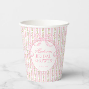 Rosa Vintage Fancy Florales Brautjungfern Abschied Pappbecher