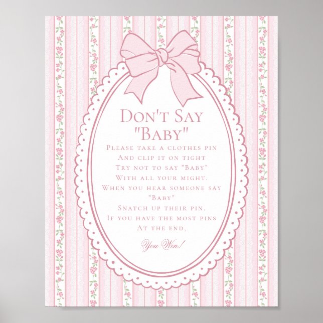 Rosa Vintage Fancy Florales Spiel 'Sag nicht Baby' Poster (Vorne)