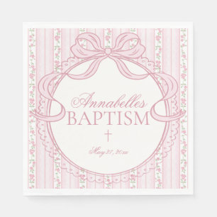 Rosa Vintage Fantasie Blumen Tauf Tischdekoration Serviette