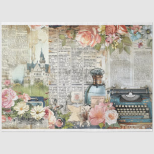 Rosa Vintage florale Ephemere Collage Decoupage Seidenpapier