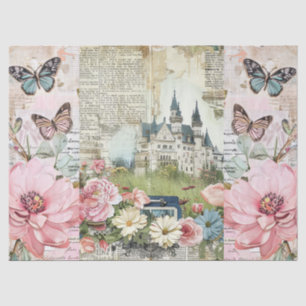 Rosa Vintage florale Ephemere Collage Decoupage Seidenpapier