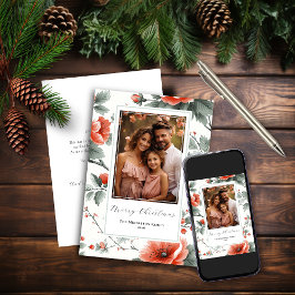 Rosa Vintage florale Flachbild-Ferienkarte mit Fot Feiertagskarte