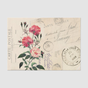Rosa Vintage Französische Postkarten Collage Seidenpapier