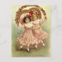 Rosa Vintage Freundschaft des Valentines Tages Feiertagspostkarte