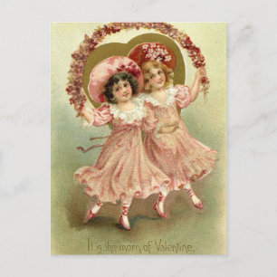 Rosa Vintage Freundschaft des Valentines Tages Feiertagspostkarte
