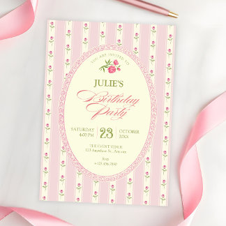 Rosa vintage Geburtstag Einladung