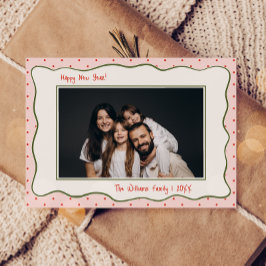 Rosa Vintage Handgezeichneter Rahmen Foto Neujahr Feiertagskarte