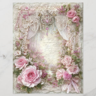 Rosa Vintage-Junk-Journal-Schrappbuch-Papier