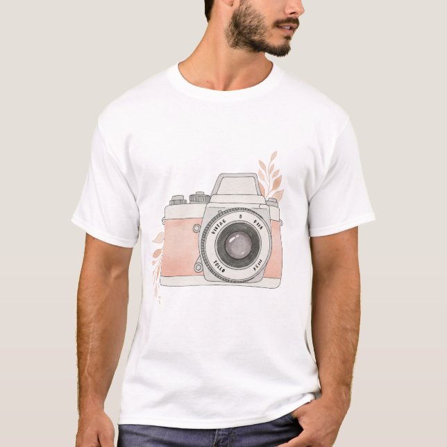 rosa Vintage Kamera T-Shirt (Vorderseite)