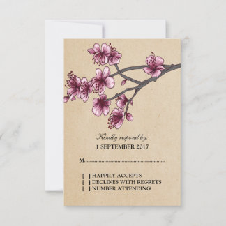 Rosa Vintage Kirschblüten RSVP-Karte RSVP Karte