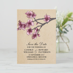Rosa Vintage Kirschblüten Save the Date einladen