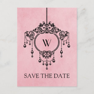 Rosa Vintage-Kronleuchter Save-the-Date-Postkarte Ankündigungspostkarte
