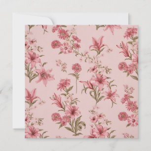 Rosa Vintage-Lilien Floral Cottagecore Karte