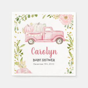 Rosa Vintage-LKW-Kürbis-Cocktail-Papier-Servietten Serviette