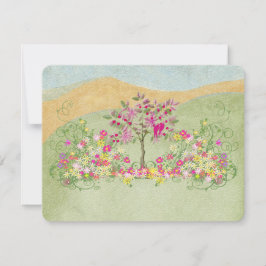 Rosa Vintage Love Bird Blume Swirl Wedding RSVP Karte