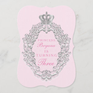 Rosa Vintage-Märchenprinzessin-Party-Einladung Einladung