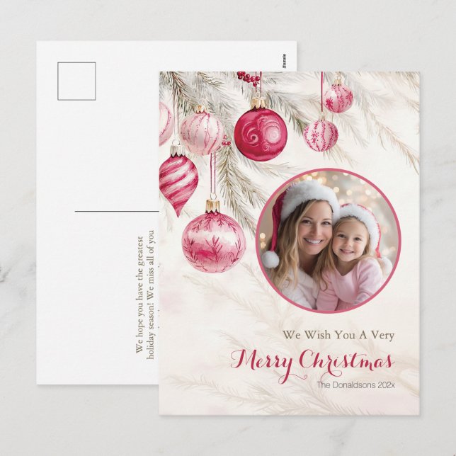 Rosa Vintage Ornamente Foto Postkarte (Vorne/Hinten)