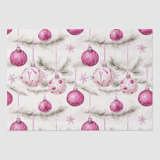 Rosa Vintage Ornamente Weihnachten Seidenpapier (Vorderseite)