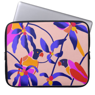 Rosa Vintage-Papageien: Exotische nahtlose Illustr Laptopschutzhülle