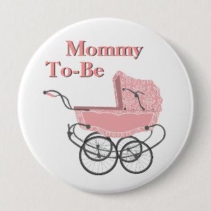 Rosa Vintage Pram-Mama, zum Baby-Duschen-Knopf zu Button