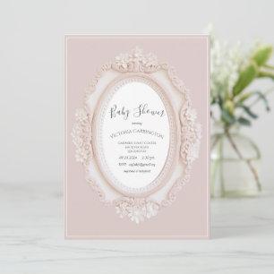 Rosa Vintage-Rahmen-Baby-Shower Einladung