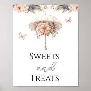Rosa Vintage-Regenschirm Süßigkeiten und Leckereie Poster