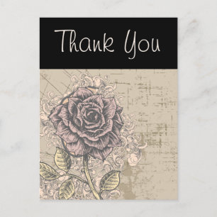 Rosa Vintage Retro Grunge Blumenmuster Postkarte