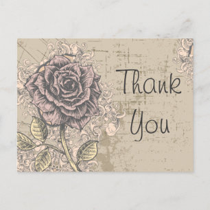 Rosa Vintage Retro Grunge Blumenmuster Postkarte