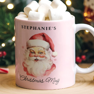 Rosa Vintage Retro Weihnachtsmann Weihnachten Kaffeetasse