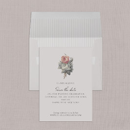 Rosa, Vintage, romantische Rose Save the Date Einladung