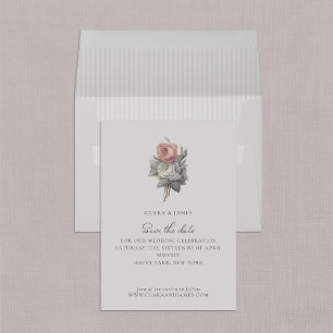 Rosa, Vintage, romantische Rose Save the Date Einladung